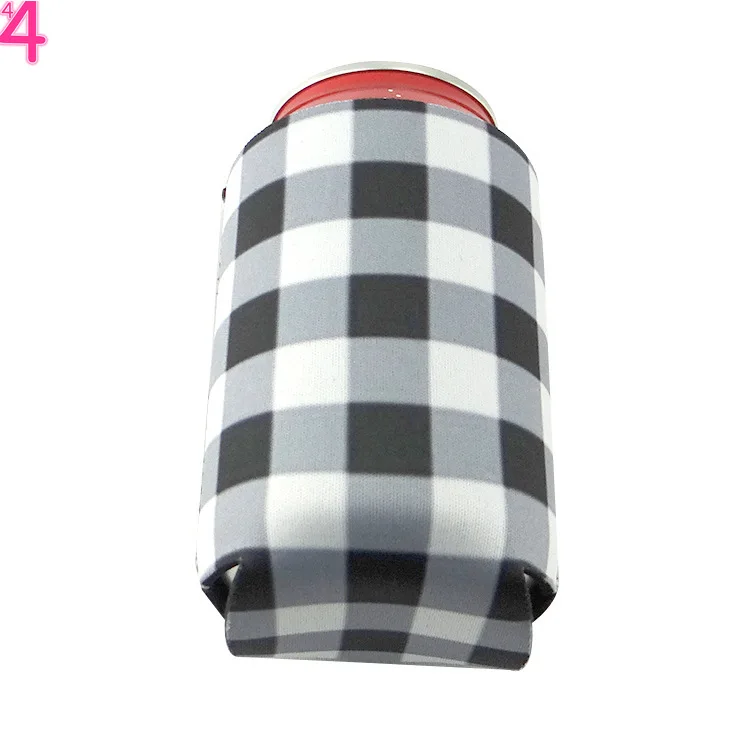 DHL Red Buffalo Check Cooler Bag Wholesale Blanks Neoprene Black Red Plaid Can Covers Wedding Gift Tin Wraps