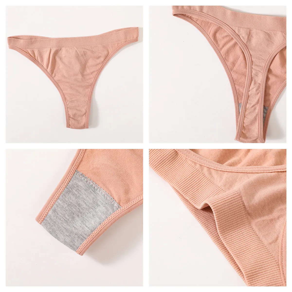 Nahtloses BH- und Slip-Set für Damen, U-förmiger Rückenausschnitt, kurzes Oberteil, tief sitzender Slip, bequemer BH, Damenunterwäsche, verführerisches Dessous-Set. – Detail 9