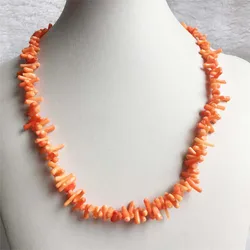 Natural Irregular Orange Coral Stone Necklace Branch Plantlet Freeform Jewelry Vintage Seedlings Beaded Chain Strand Gift