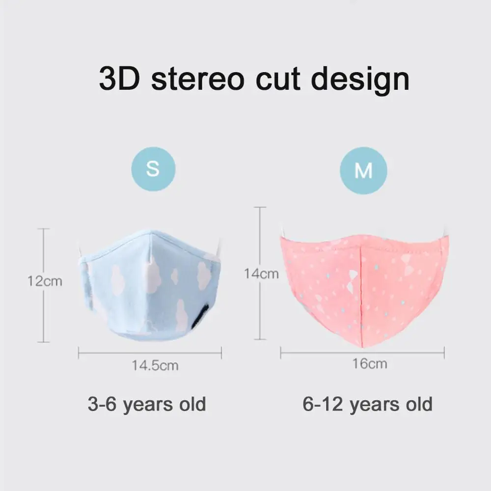 PM2.5 어린이 마스크, 4 겹 호흡기, 만화 스모그 마우스 머플 페이스 마스크, 따뜻한 먼지 마스크, 3-12 세 어린이용, 1 개