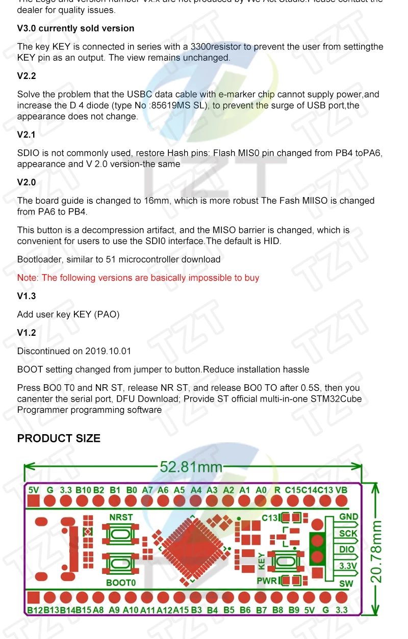 TZT STM32F103C8T6 CH32F103C8T6 ARM STM32 Minimum System Development Board STM32F401 STM32F411 + ST-LINK V2 Download Programmierer – Detail 21
