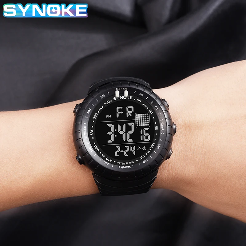 SYNOKE Brand Digital Watch Men Sport Watches Electronic LED Male Wrist Watch For Men Clock Waterproof Wristwatch Outdoor Hours