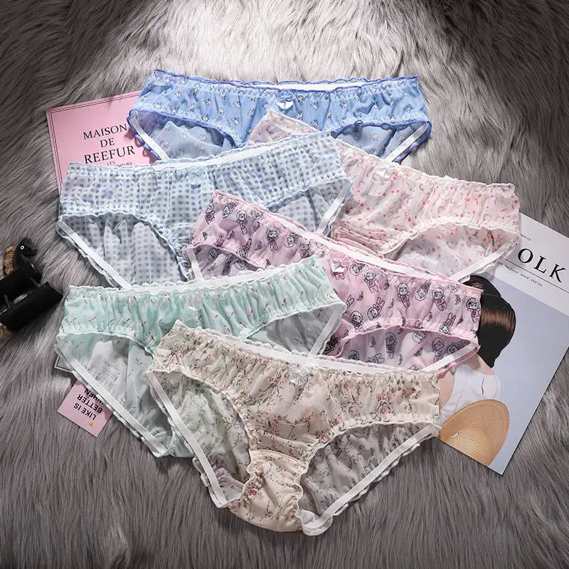 Panties for women Transparent lingerie Cartoon Low-rise underwear female briefs ladies casual cotton underpants intimate panty