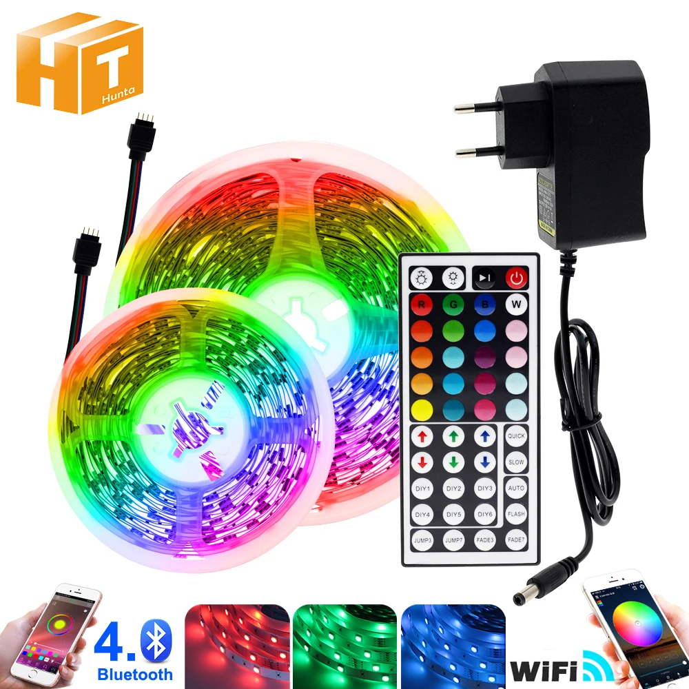 rgb levou tira de luz 5050 flexivel dc12v wi fi bluetooth controle de musica 5m 10m 20m 01