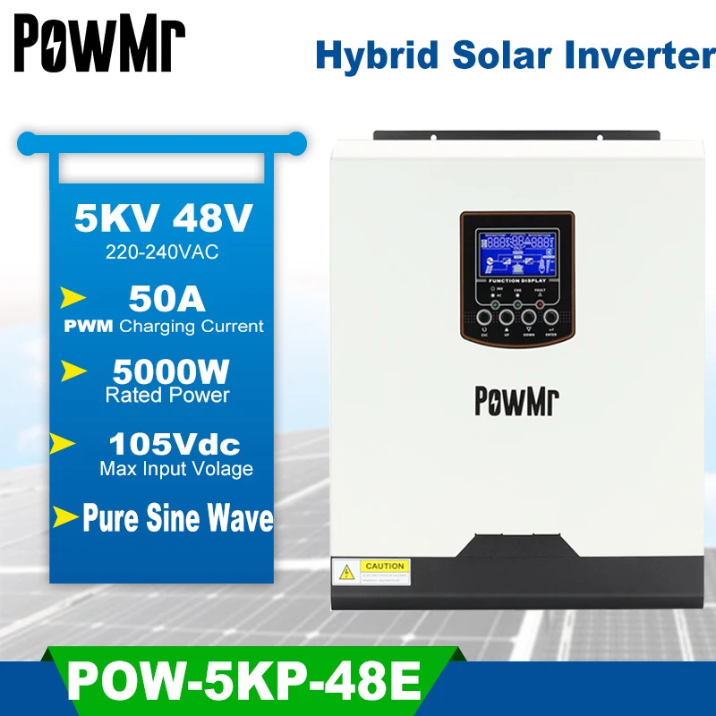 PowMr Solar Air Conditioner Inverter 5KW 5 KVA 48VDC Pure Sine Wave Hybrid Solar Inverter with PWM Solar PV Charge Controller