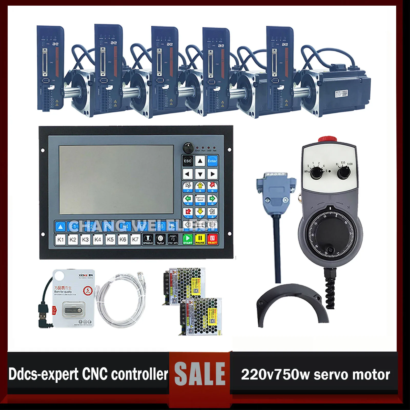 Newly Updated Cnc Controller Kit Ddcs-expert 3/4/5 Axis With 220v750w Servo Motor Z Axis With Brake For Cnc Machining And Engrav