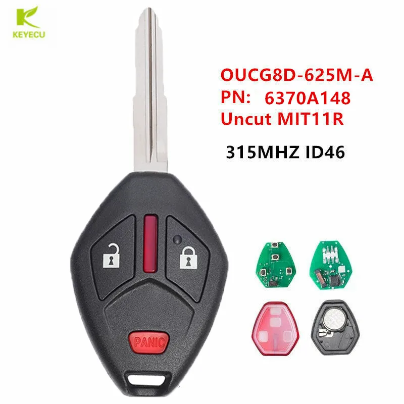 KEYECU Replacement Keyless Entry Remote Head key Fob 3/4 Button 315MHz ID46 for Mitsubishi Lancer Outlander i-MiEV OUCG8D-625M-A