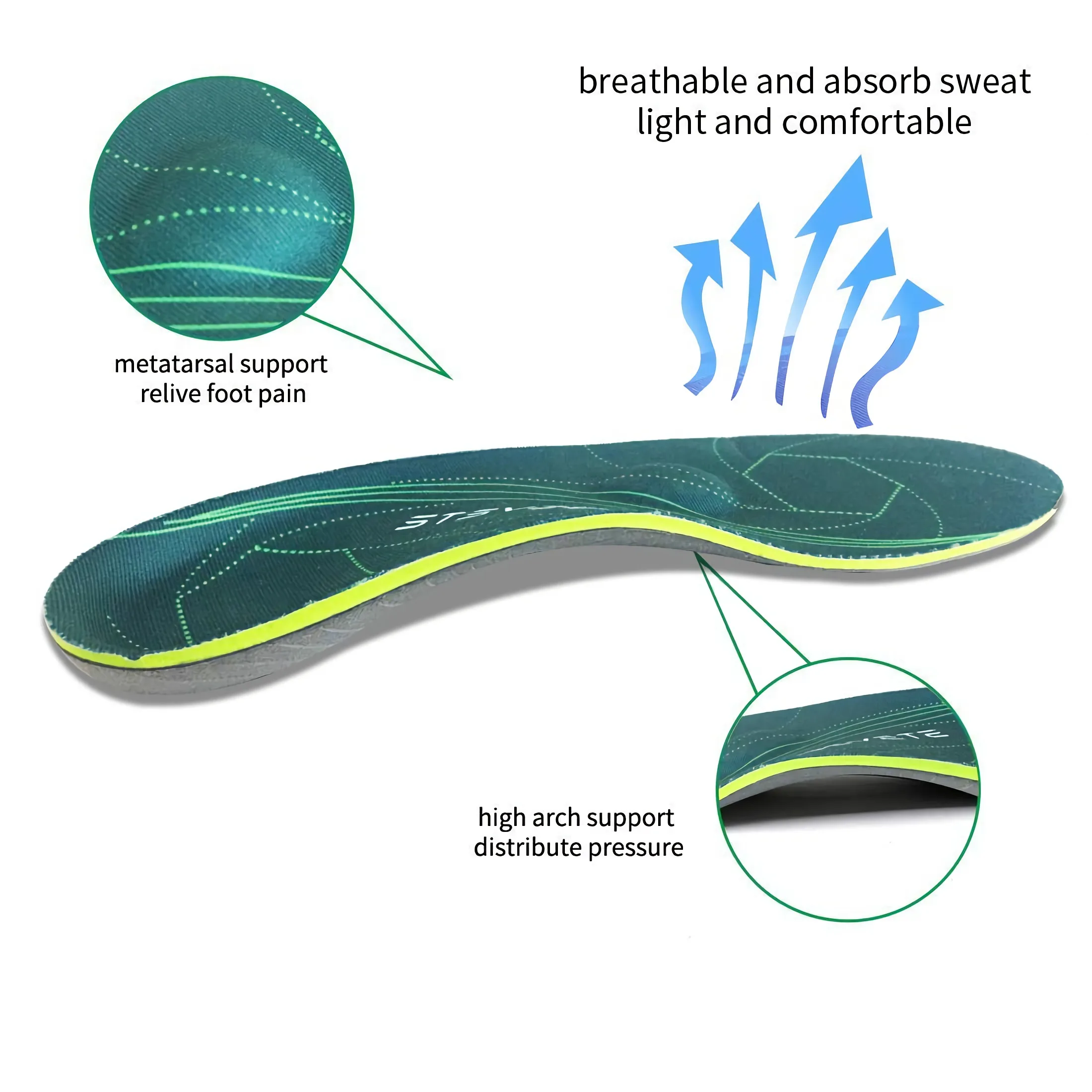Plantarfasziitis Plattfüße Fußgewölbestütze Orthopädische Einlegesohlen, Herren Damen Fersenschmerzen Orthopädische Einlegesohlen Sneaker Schuheinlagen – Detail 17