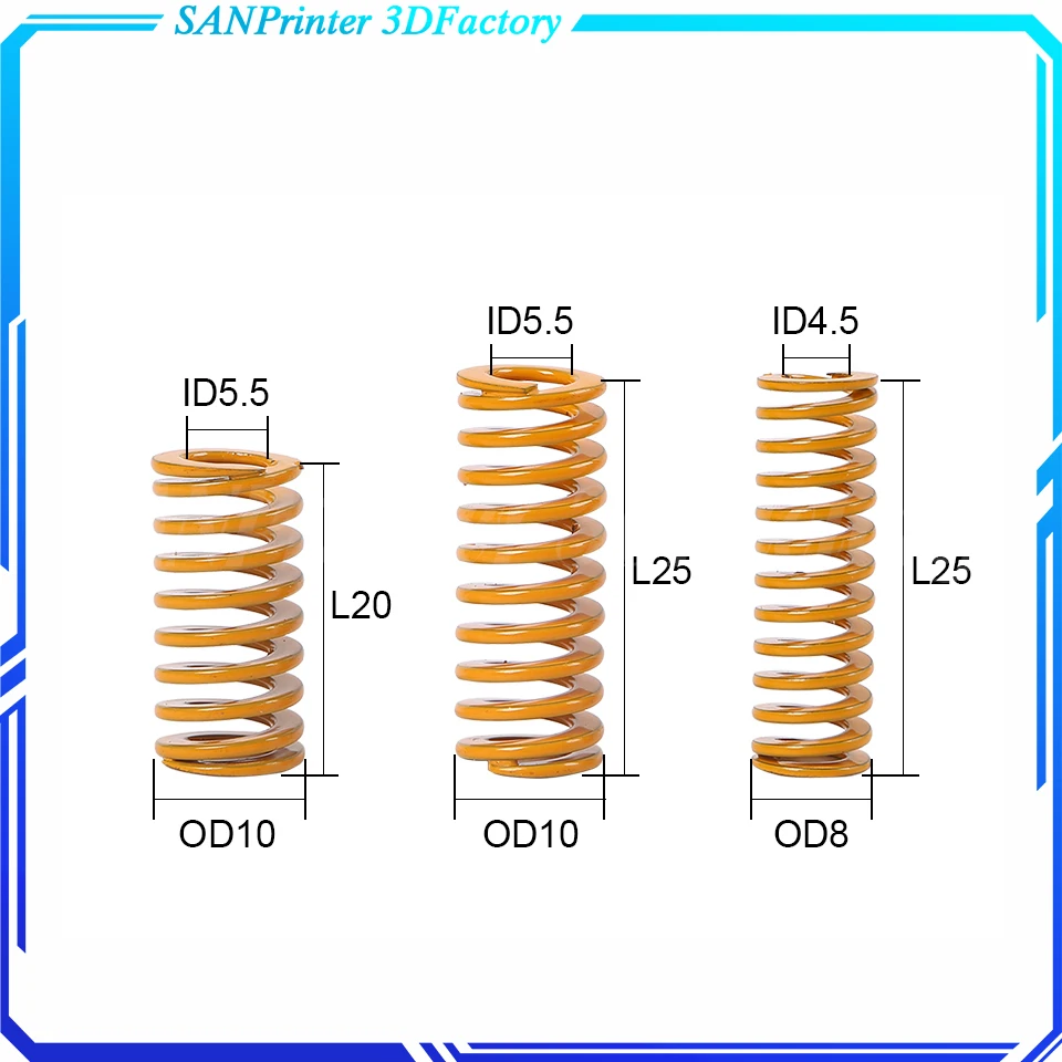 5pcs 3D Printer Parts Spring For Heated bed MK3 CR-10 hotbed Imported Length 25mm OD 8mm ID 4mm For 3D Printer