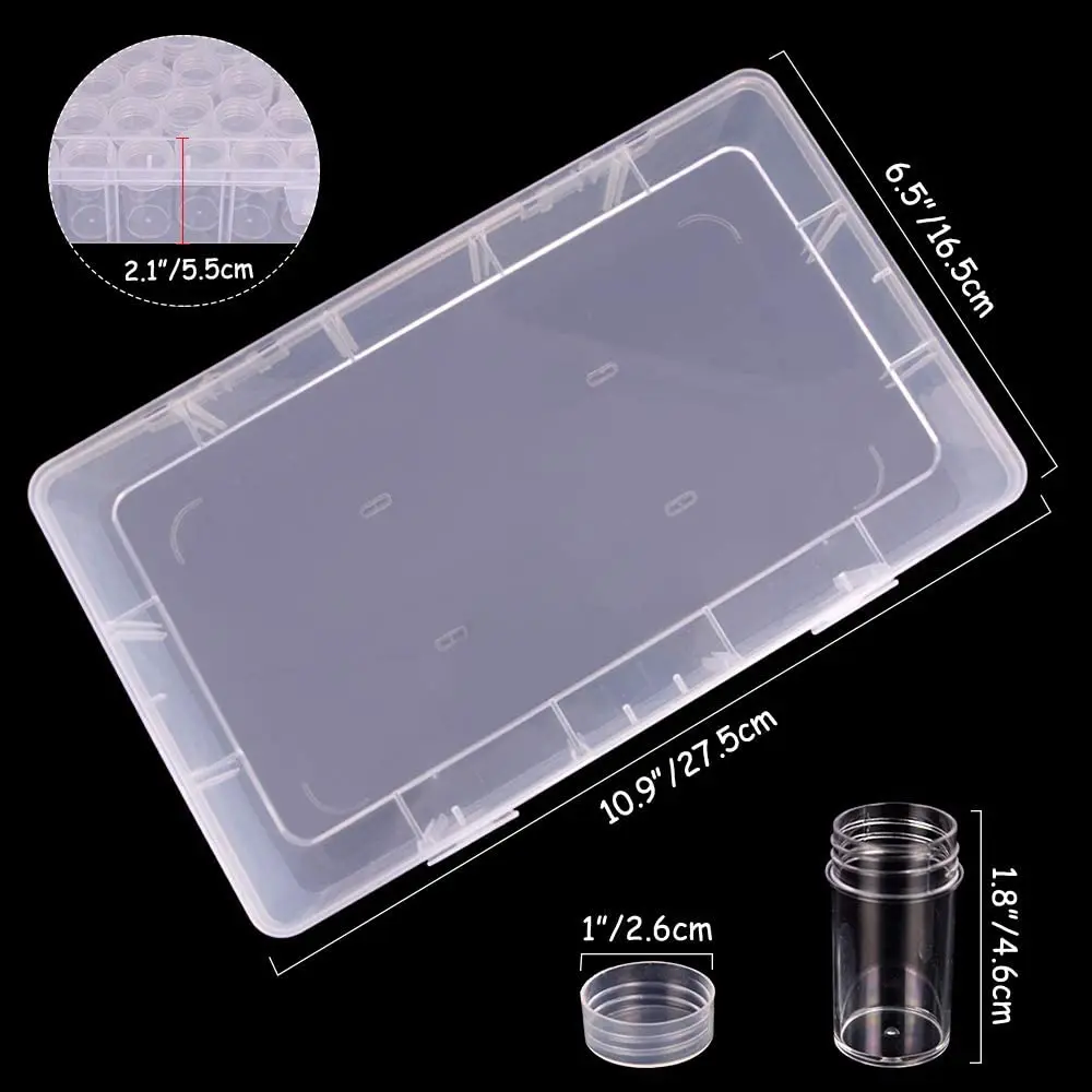 28/56/60 Bottle Transparent Plastic Storage Box Diamond Painting Accessories Removable Tool Nail Art Rhinestone Bead Storage Box