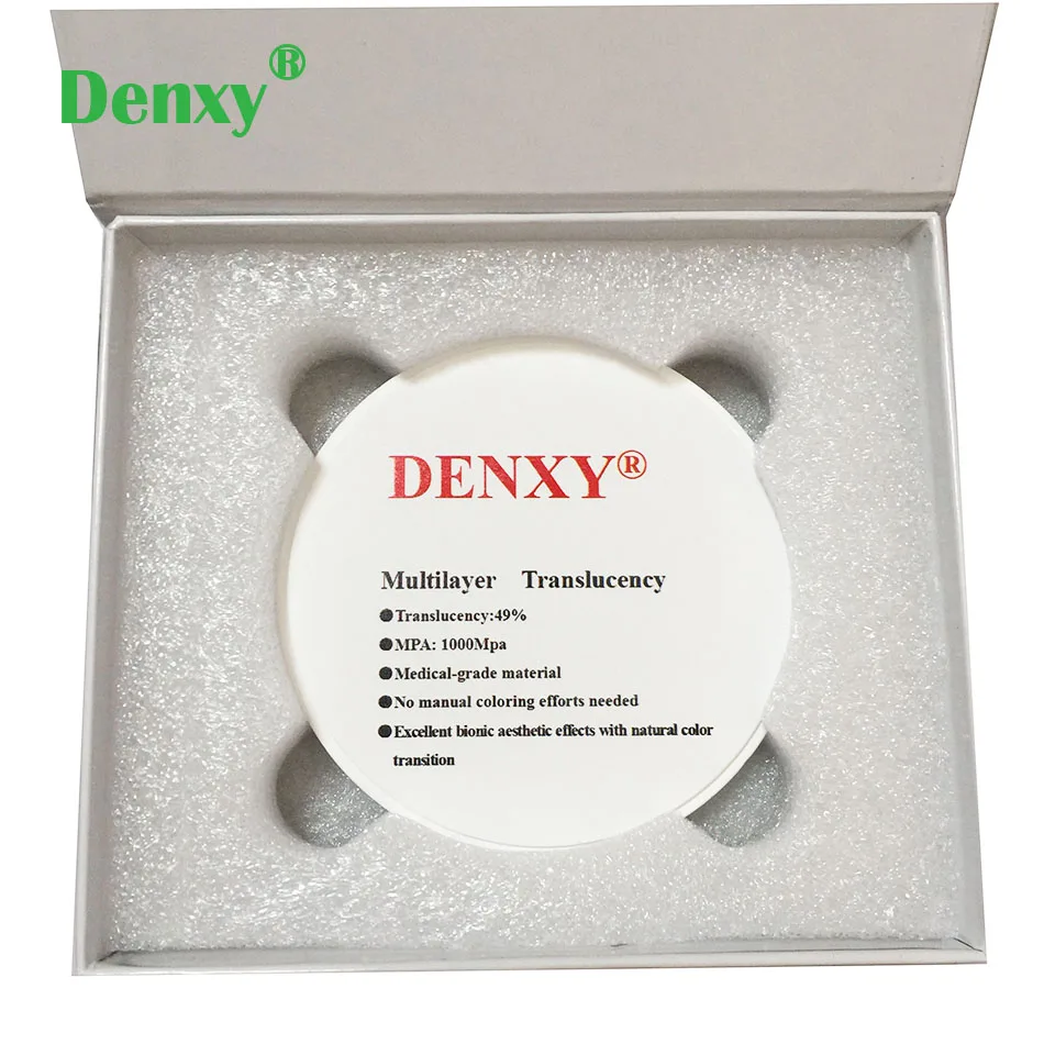 

Denxy 1 pc Multilayer uni-translucency Dental Zirconia Blocks 98*10-30mm Dental Wieland System High quality for Making tooth