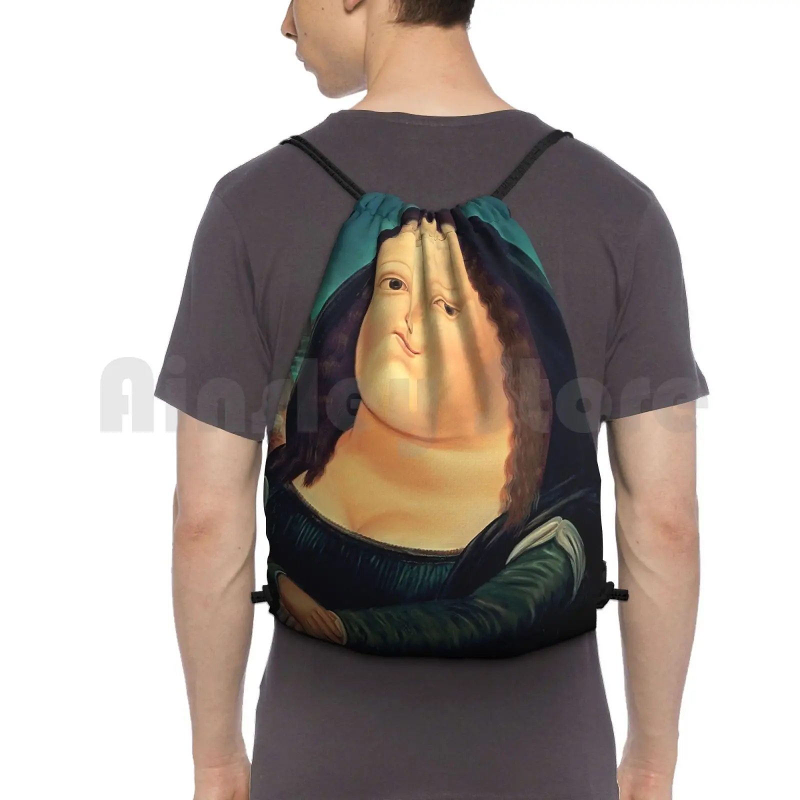 

Funny Mona Lisa Backpack Drawstring Bag Riding Climbing Gym Bag Monalisa Cool Internet Meme Big Boobs Xd Cartoon Fake Funny