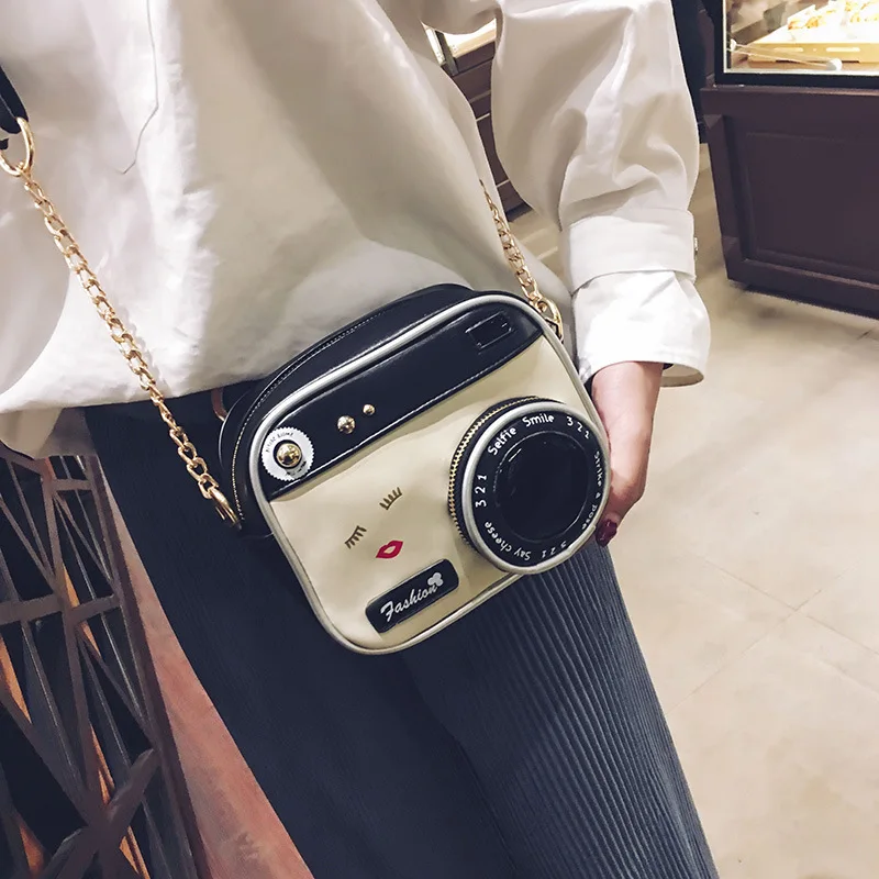 Camera Shaped Lip Handbag Shopping Tote Bolsa Mujer Small Flap New Funny Women Leather Shoulder Messenger Cross Body Bag