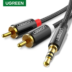 Ugreen-RCA 케이블 HiFi 스테레오 2RCA 3.5mm 오디오 케이블 AUX RCA 잭 3.5 Y 스플리터 앰프, 홈 시어터 케이블 RCA