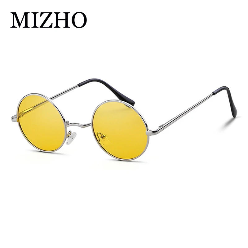 MIZHO vintage Metal Sun glasses Women Brand Design Punk Yellow Eyewear Red Round Sunglasses Men Polarized UV Protection