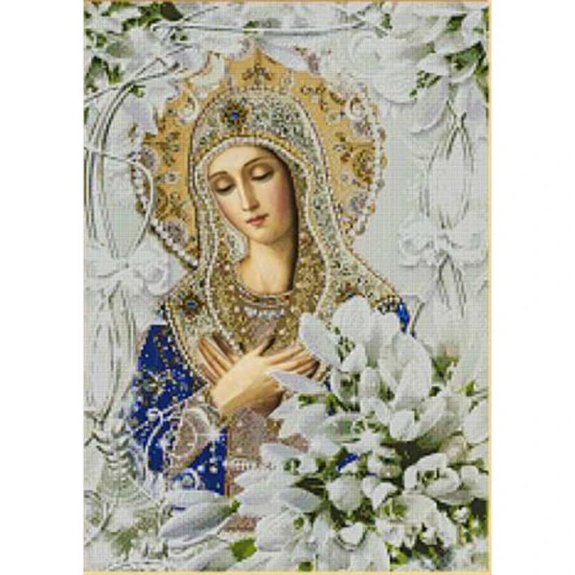 Diy 5D Diamond Painting Virgin Lily Cross Stitch Full Drill Square Embroidery Mosaic Picture Religious Icon Home Decor GJ385