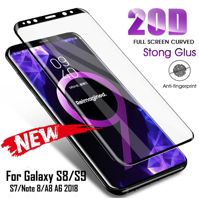 20D Full Curved Tempered Glass For Samsung Galaxy S8 S9 Plus Note 9 8 Screen Protector For Samsung A8 A6 S7 Edge Protection Film