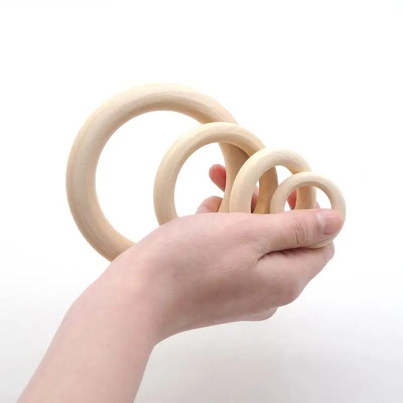 Chenkai 7cm 50PCS Natural Wood Unfinished Wood Rings Wooden Teethers For DIY Infant/Baby Necklace Bracelet Accessories