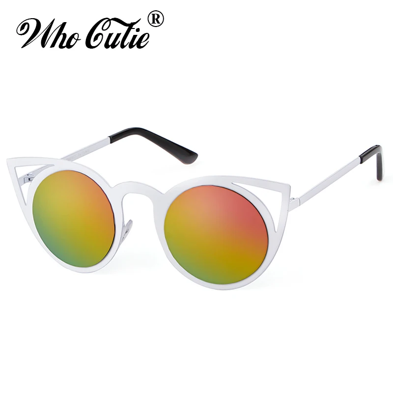 WHO CUTIE 2024 occhiali da sole rotondi Cat Eye donna Designer di marca Retro Vintage Pink Mirror CATEYE occhiali da sole occhiali da sole femminili