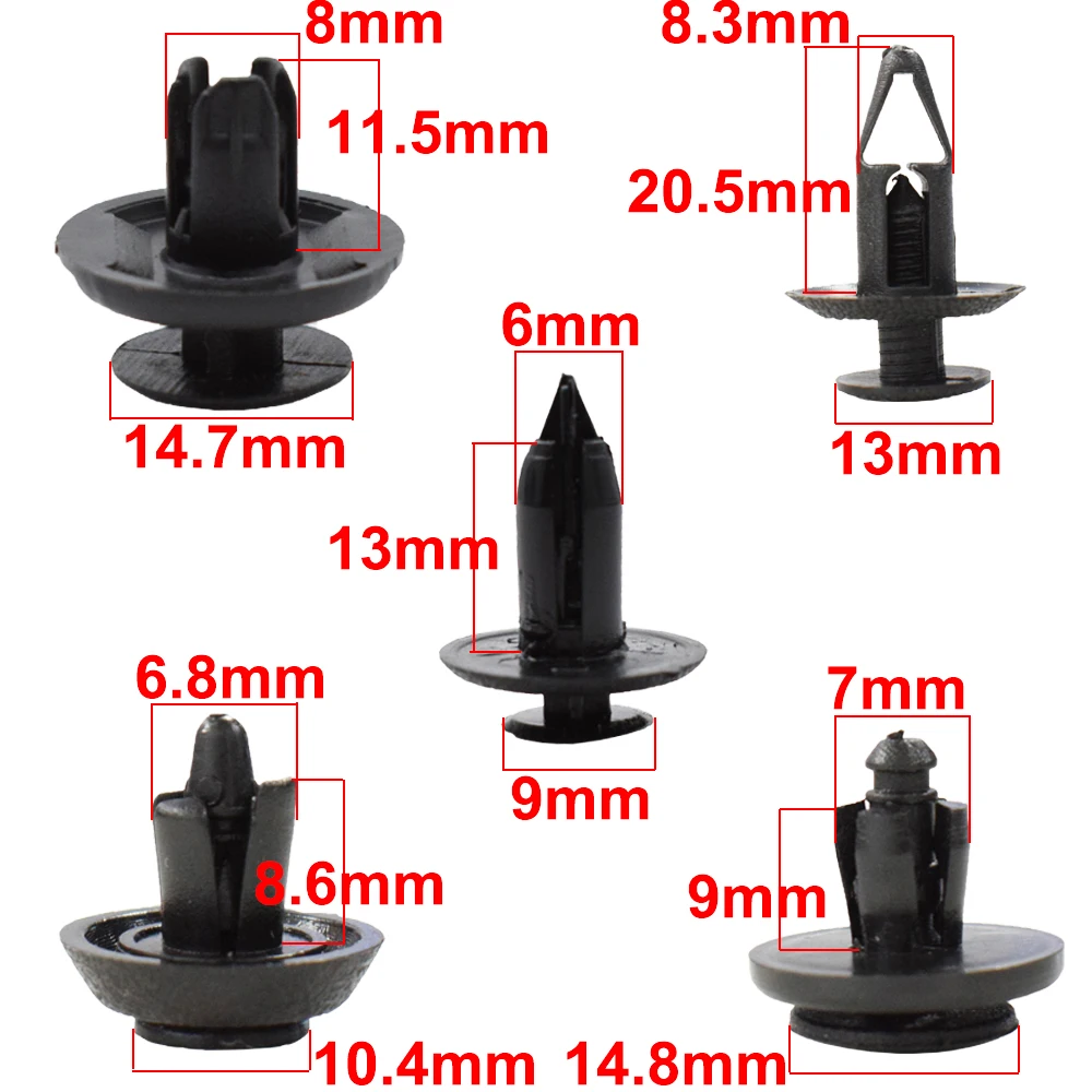 100PCS Car Clips Auto Fasteners Mixed Plastic Vehicle Bumper Clip Retainer Rivet Door Panel Fender Liner For Audi Honda Mazda image 3