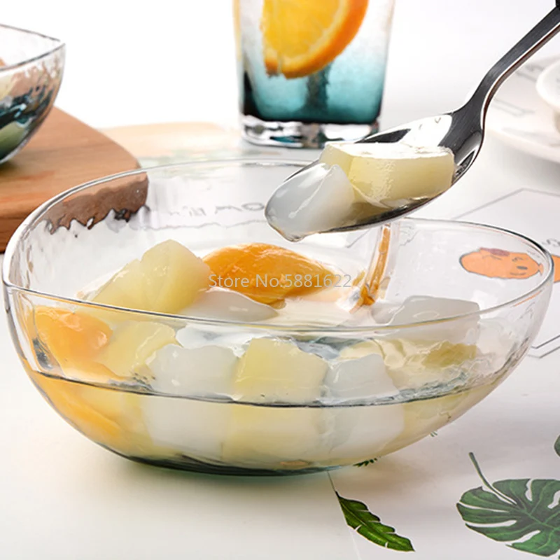 Fruit Salad Transparent Heart Shaped Crystal Glass Bowl Colorful Dessert Bowl P7Ding