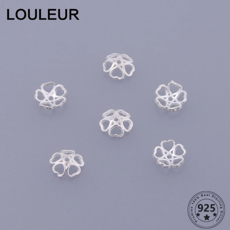 

Louleur 5pcs/lot 925 Sterling Silver Flower petal End Spacer Hallow Beads Caps Charms Bead Cups For Jewelry Necklace Making Sup