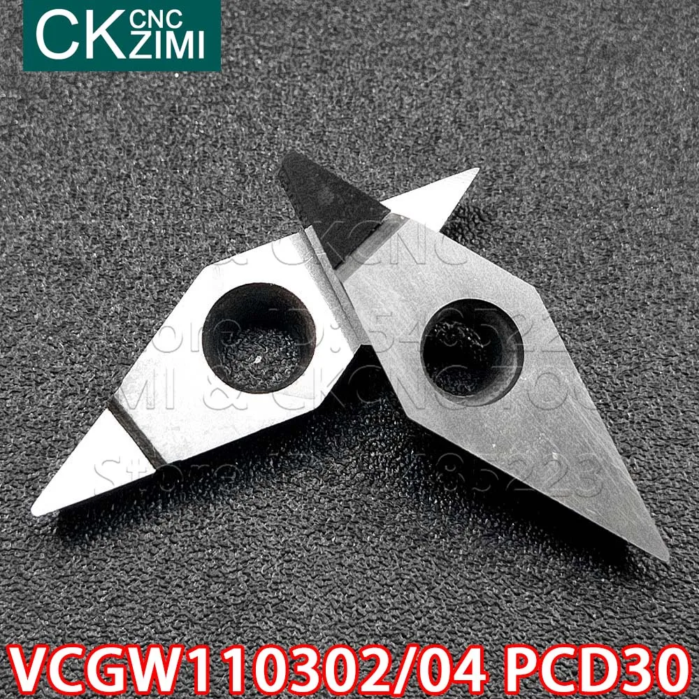 VCGT VCGW110302 PCD30 VCGW110304 PCD30 PCD الماس إدراج CNC الخارجية تحول إدراج حامل مخرطة أداة VCGW ل النحاس الألومنيوم