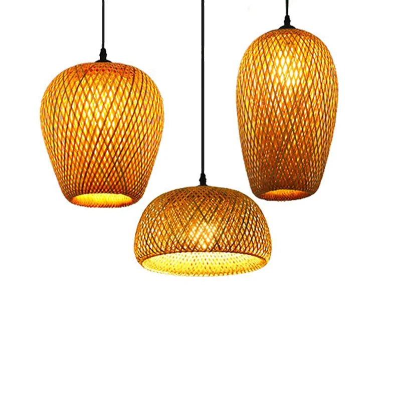 

Chinese Hand Knitted Bamboo Art Pendant Lights Restaurant Caf Loft Hanging Pendant Lamp Home Decor Bamboo Led Light Fixtures