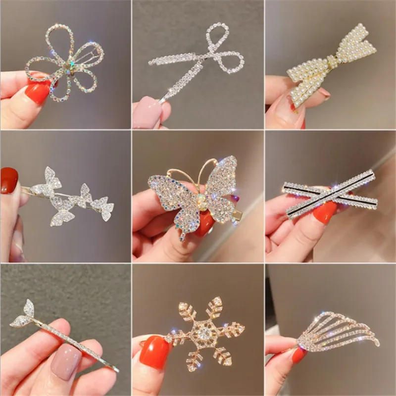 New Handmade Pearl Hair Clips Pin For Women Fashion Geometric Flower Barrettes Headwear Girls Sweet Hairpin Hair Accessorie Gift