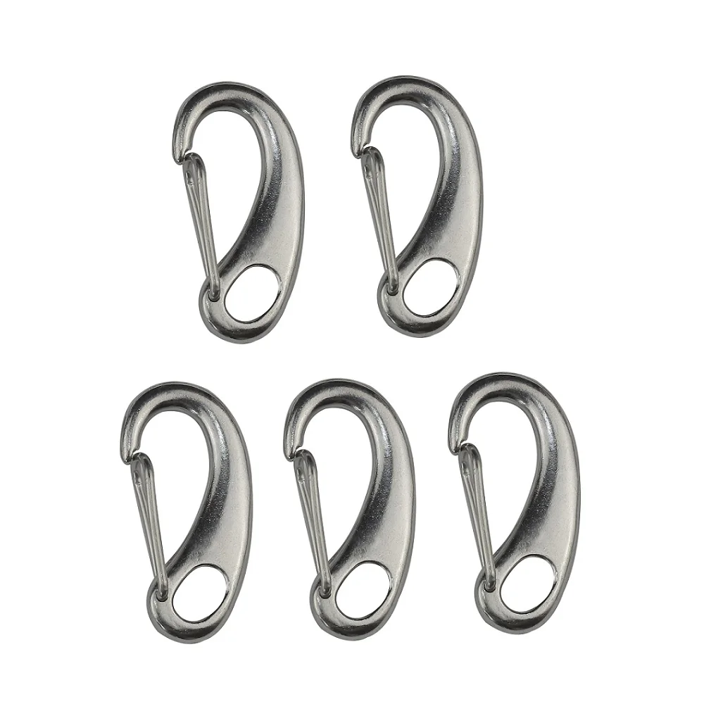 5PCS 304 Stainless Steel Egg Shape Spring Gate Snap Hook Lock 30mm 40mm 50mm 70mm 100mm Rigging Hardware Snap Hook Clip Camping