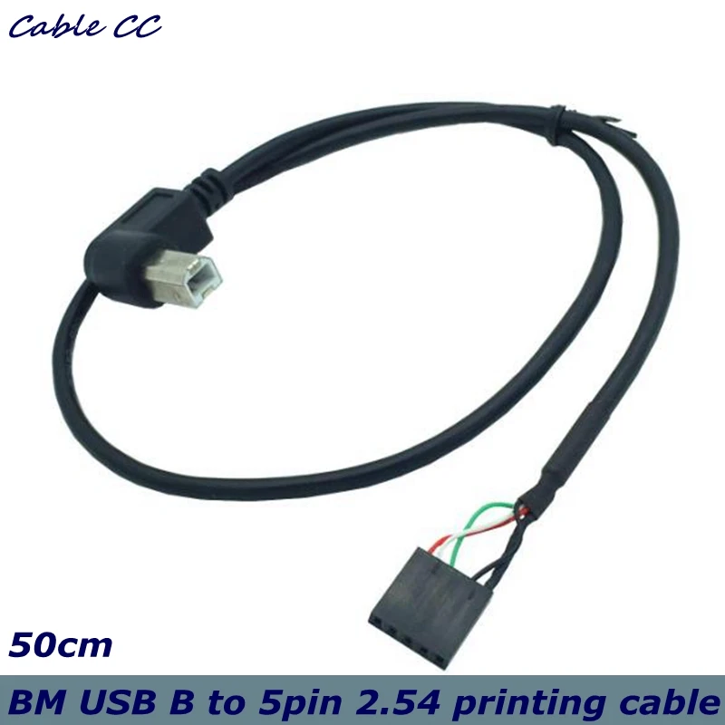 0.5M USB 90 Angle B male to 1x 5Pin female 2.54 USB Connector PCB Motherboard Cable for Computer Printer Scanner Cable
