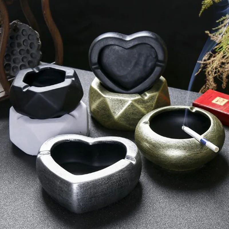 Ceramic Ash Tray Somking Holder Container Heart Square Round Shape Creative Ashtray for Home Office Car Supplies