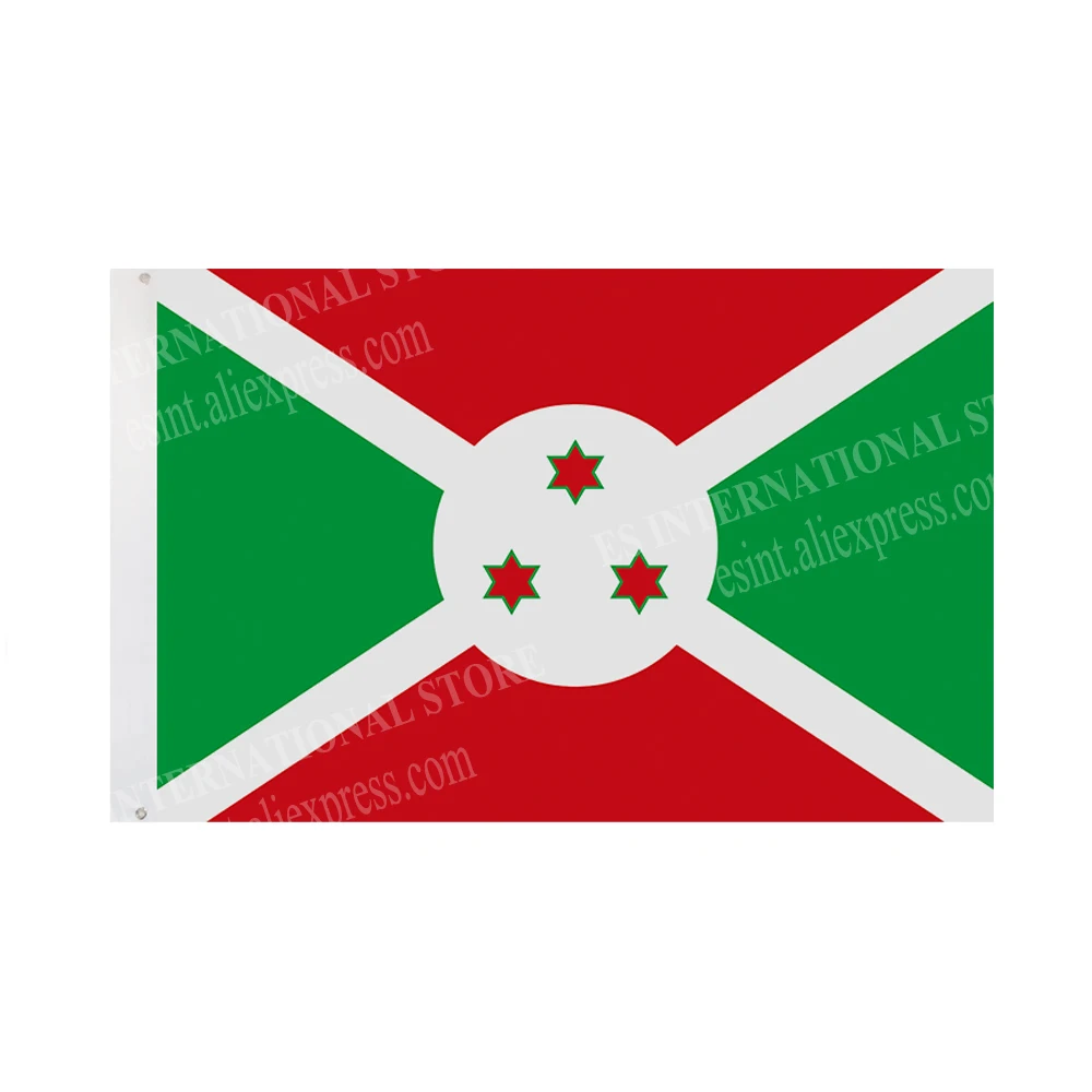 Burundi Flag National Graphic Custom Printed Hanging Banner Design Outdoor Party Polyester Shaft Cover Grommets 3X5FT 90X150CM