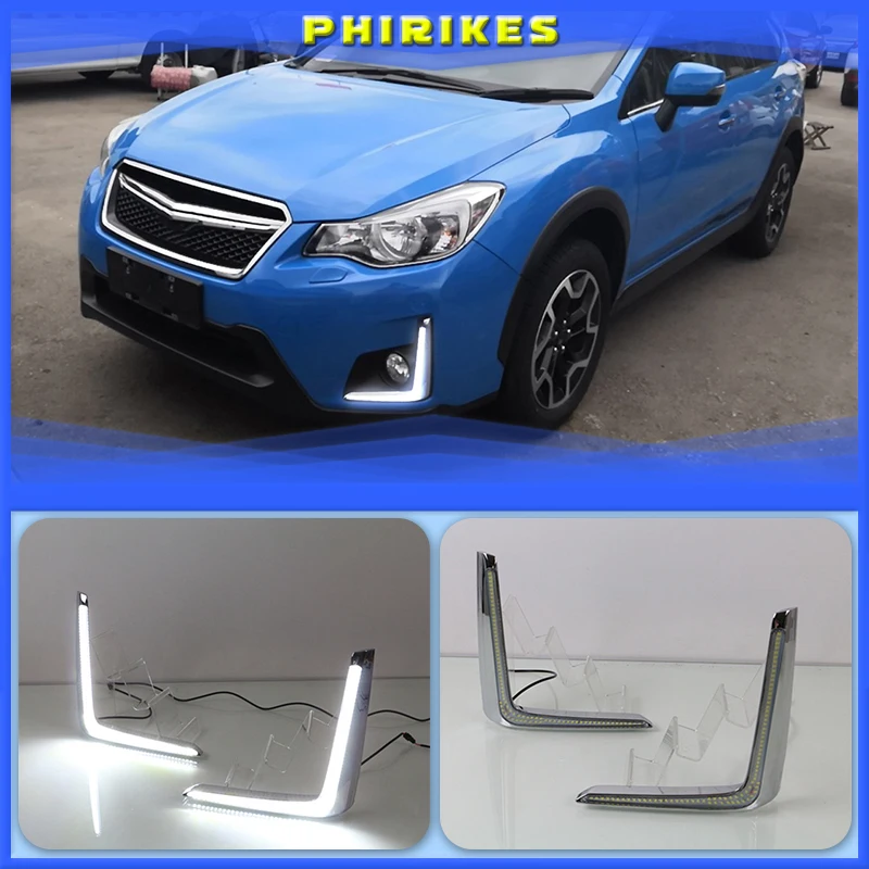 

For Subaru XV 2016 2017 Daytime Running Light LED DRL bummper lamp with yellow turn signal lights 12V relay