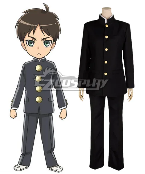 

Shingeki! Kyojin Chuugakkou Attack On Titan: Junior High Levi Black Adult Uniform Party Halloween Suit Cosplay Costume E001