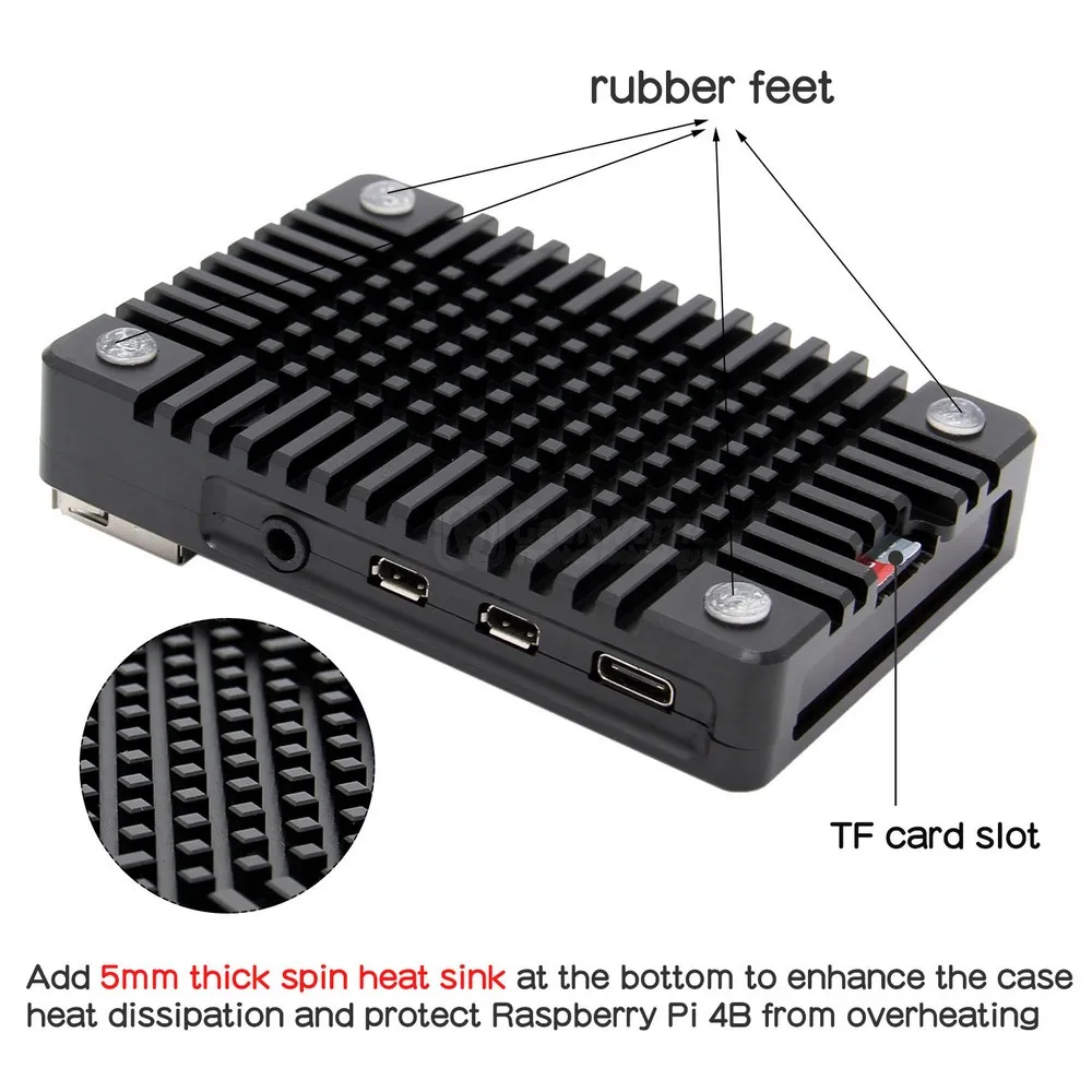 Raspberry Pi 4 Case (N300), Ultra-Thin CNC Aluminum Case Passive