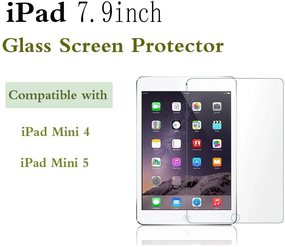 Tempered Glass Screen Protector for Apple IPad Mini 4 /IPad Mini 5 (2019) 7.9 Inch Dust-Proof Anti-Shatter Protective Film Cover