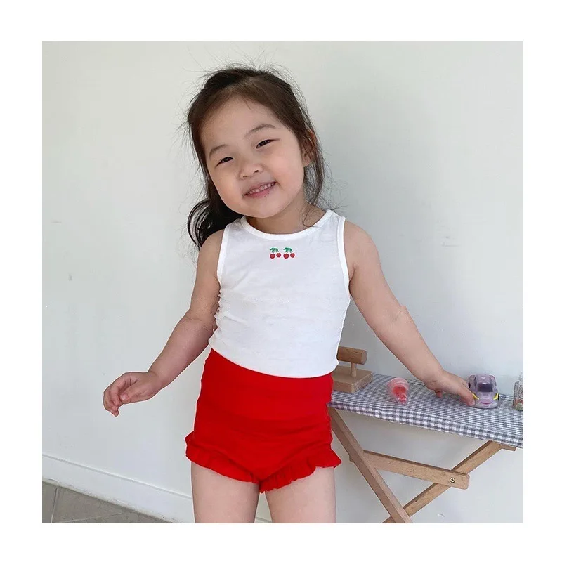 

2021 New Spring summer girl Solid color cotton vest baby children kids casual clothes