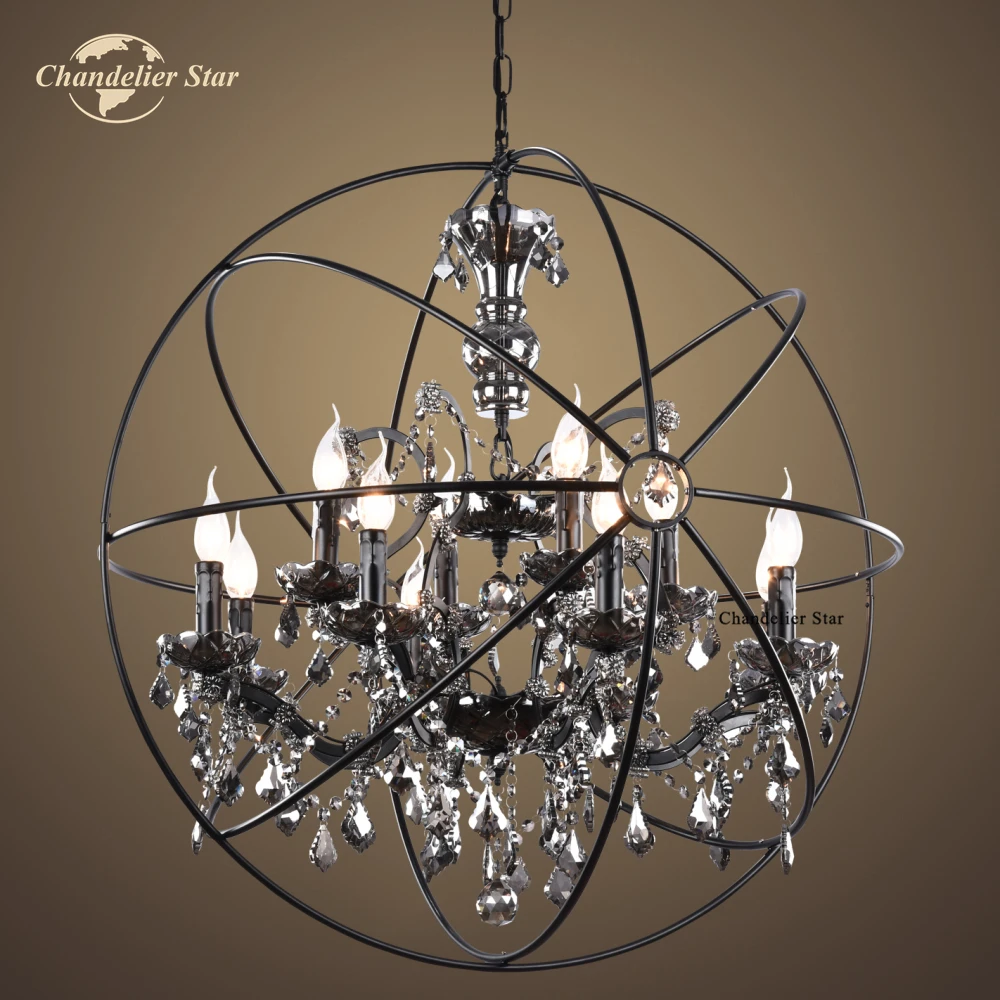 

Modern Crystal Chandeliers Foucault's Orb LED Chandelier Lights Fixture Bedroom Dining Room Living Room Hanging Lamps