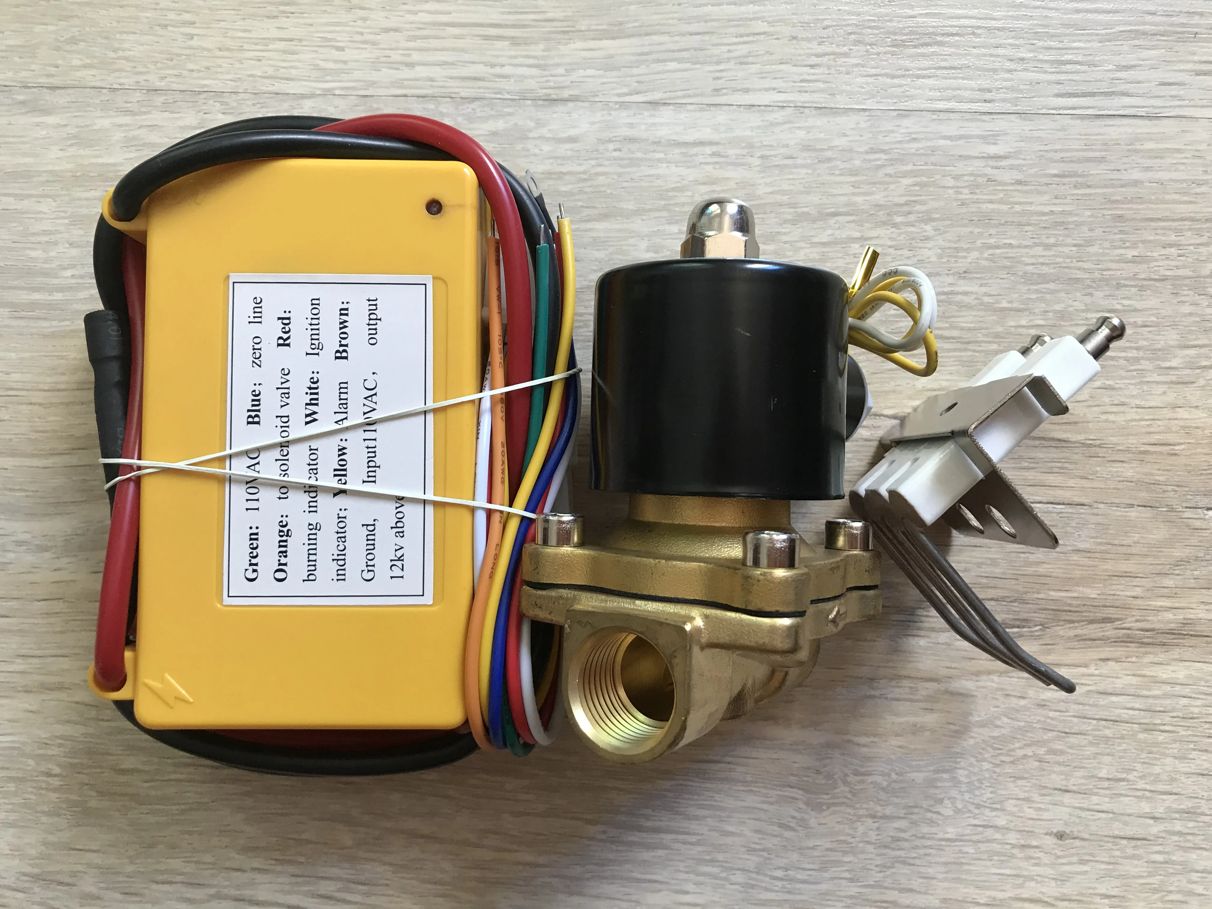 Gas Ignition Transformer Unit + Spark Plug, Soleniod Valve, High Power Output Controller, 110V, 1, 2, 3, 8Inch