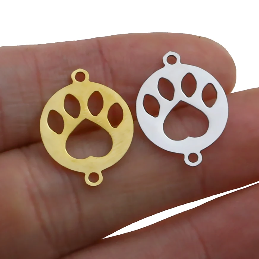 5pcs/lot Stainless Steel Connector Floating Charms for Jewelry Making Bear Dog Pet Paw Findings Making Accessories Aka Sorority