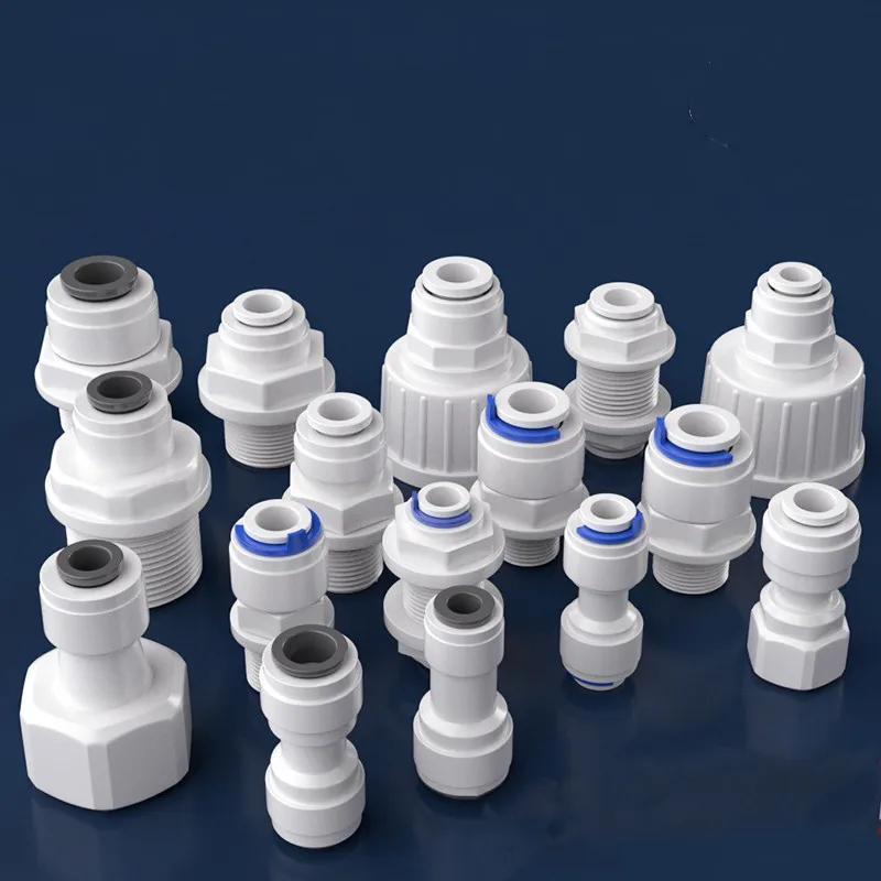 1/4" 3/8" OD Hose Tube 1/4" 1/2" 3/4" 1/8" Plastic Pipe Quick Connectors RO Water Connector Fittings Water Purifier Pipe Fitting