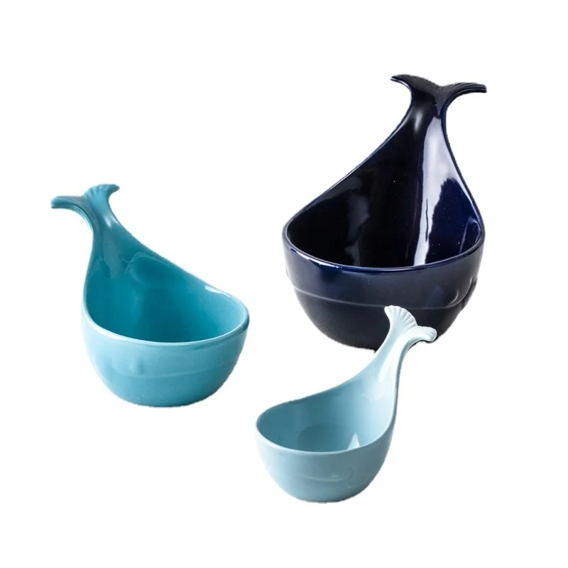 Special-Shaped Tableware with Handle Whale Bowl Creative Home Seasoning Bowl Cute Personality Ceramic Bowl