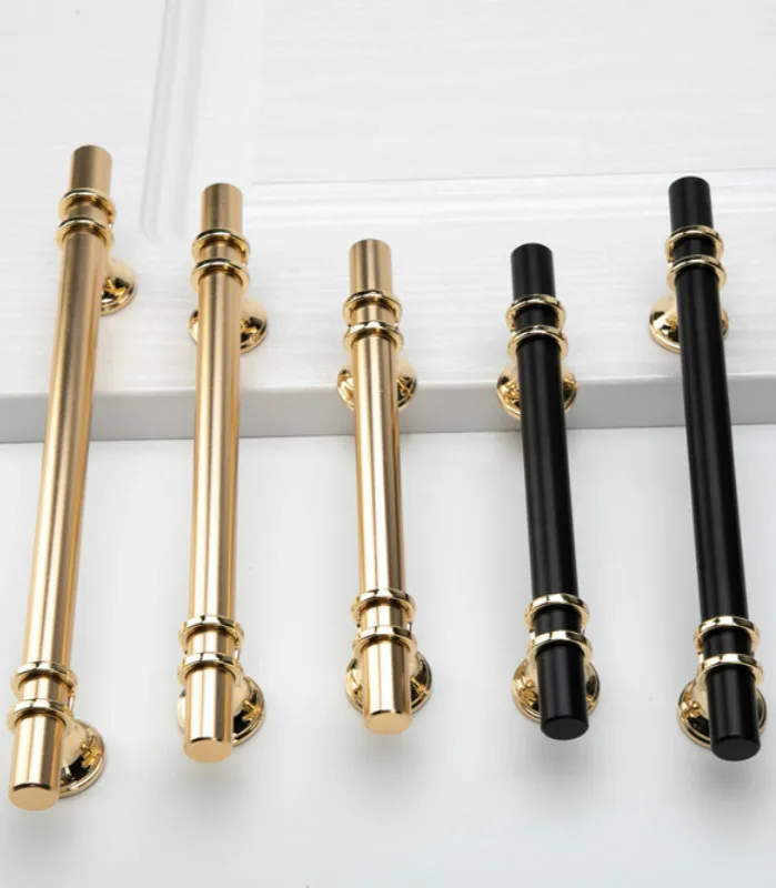 JD Golden Cabinet Door Handle Modern European Style Black Bathroom Drawer Handle Wardrobe Furniture Hardware Lengthen