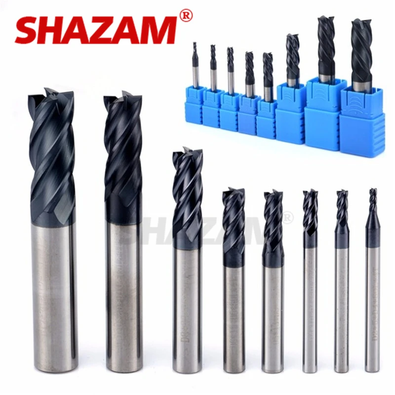 합금 텅스텐강 CNC 가공 밀링 커터, SHAZAM 탑 밀링 머신 도구, Hrc50 엔드밀, 1.0mm-12.0mm 