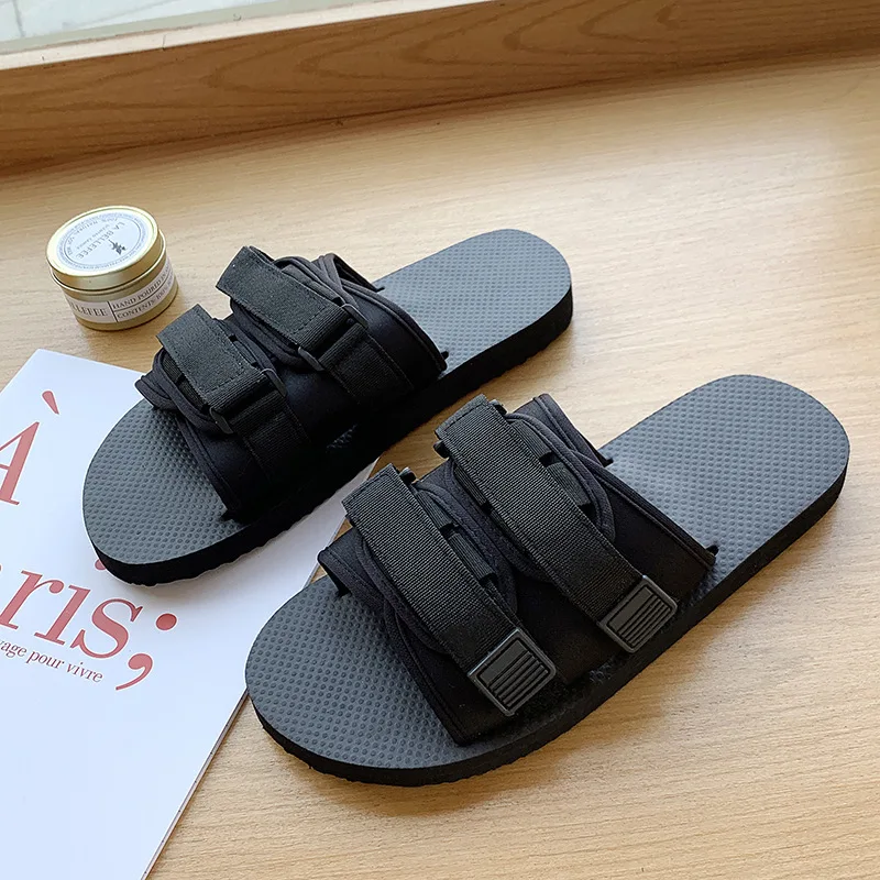 Men Women Comfortable and Smart Black Padded Tech Lounge Slides Couple Shoes Summer Sandals