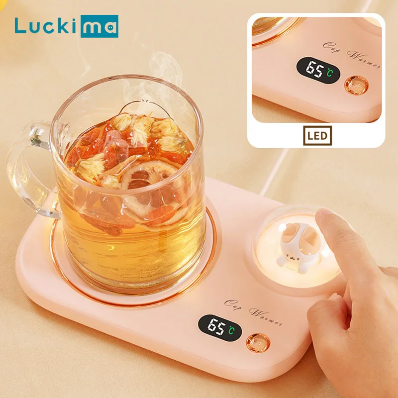 Creative Electric Beverage Cup Warmer Heating Coasters New Coffee Mug Warmer with LED Night Light Function for Tea Water Milk