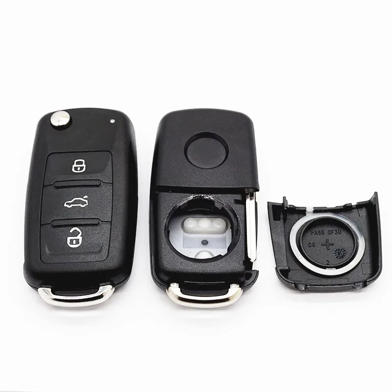 Xinyuexin Car Remote Key Fob Shell for VW Polo Golf Tiguan MK6 for VW Skoda Jetta MK6 Passat Bora 5K0837202AD Flip Key 3 Buttons