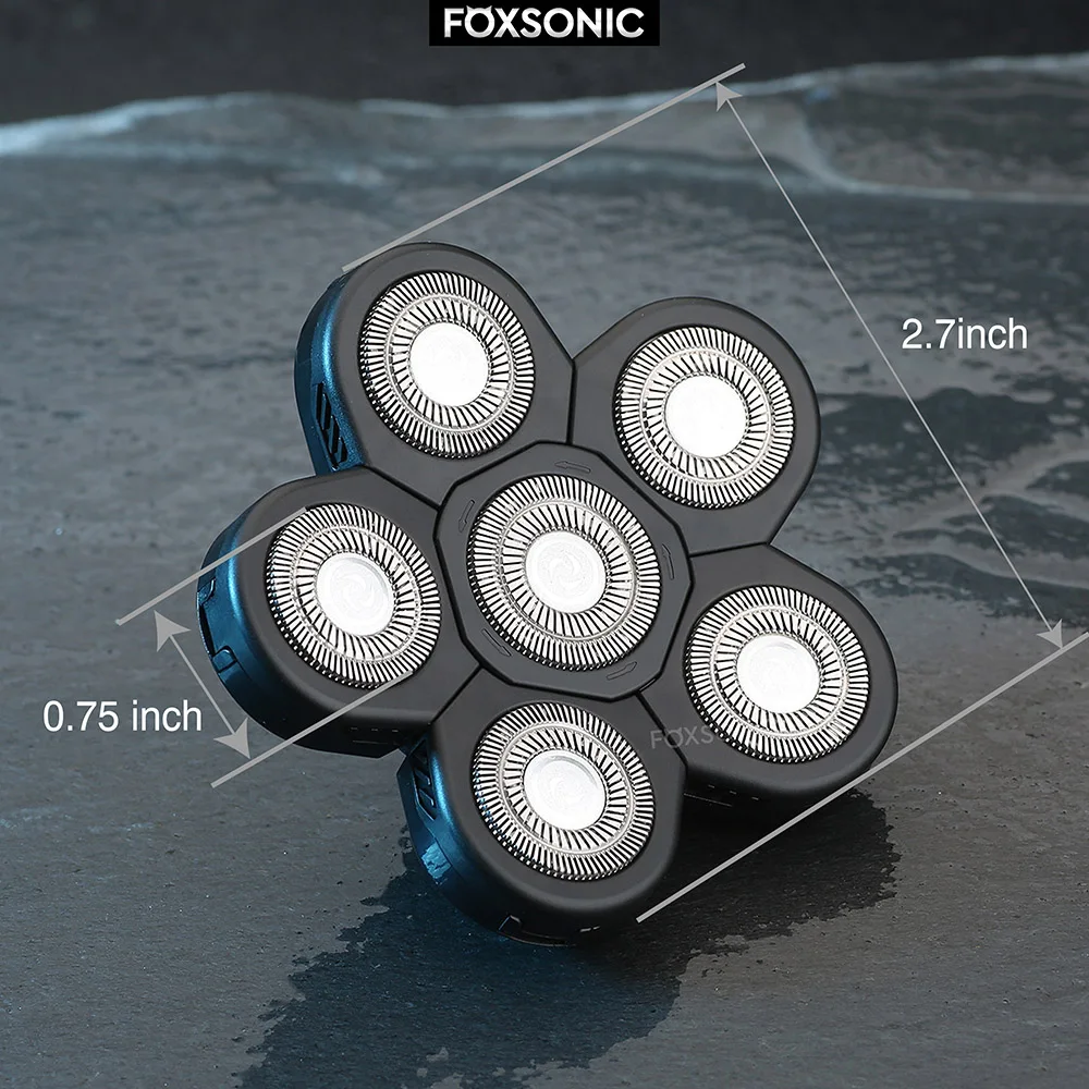 FOXSONIC 2021 Mới 6D Bàn Cạo Râu Hàng Đầu Thay Thế 6 Nổi Lưỡi Dao Thay Thế Đầu Máy Cạo Râu Cho Nam