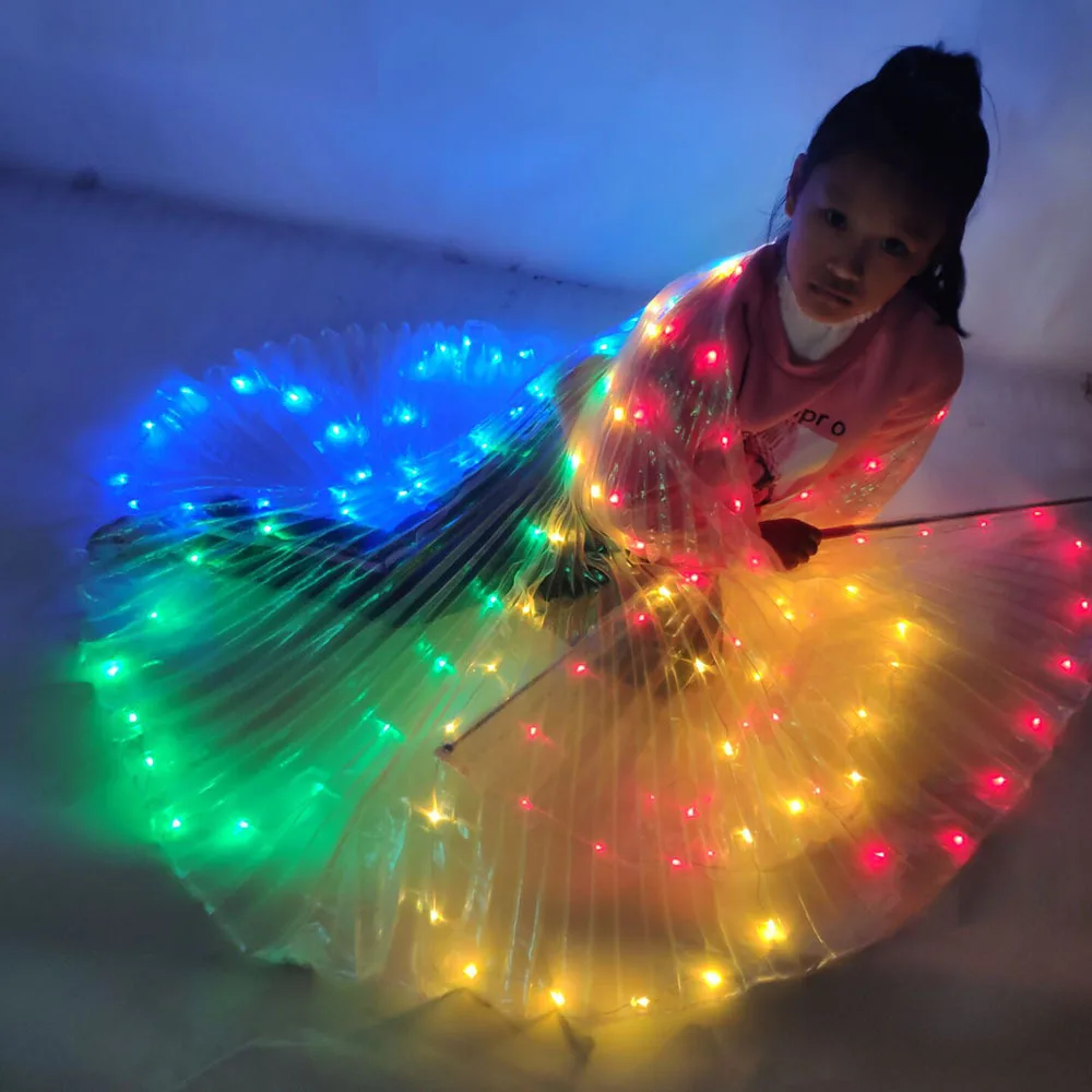 Ruoru LED Angel Wings Girls Belly Dance Costumes Kid Child Isis Wings LED Props Shining Light Party Dress Butterfly Dancewear